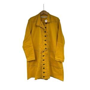 Cynthia Ashby Mustard Yellow Oversized Lagenlook Button Front Jacket Womens XS